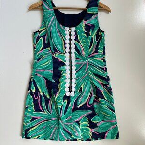 LILLY PULITZER sleeveless blue cotton floral mini dress size 2 XS